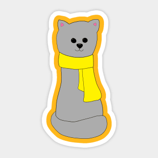 Cat in Yellow Scarf Sticker